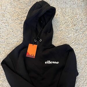 NWT Ellesse cropped hoodie, black, US size 4, new